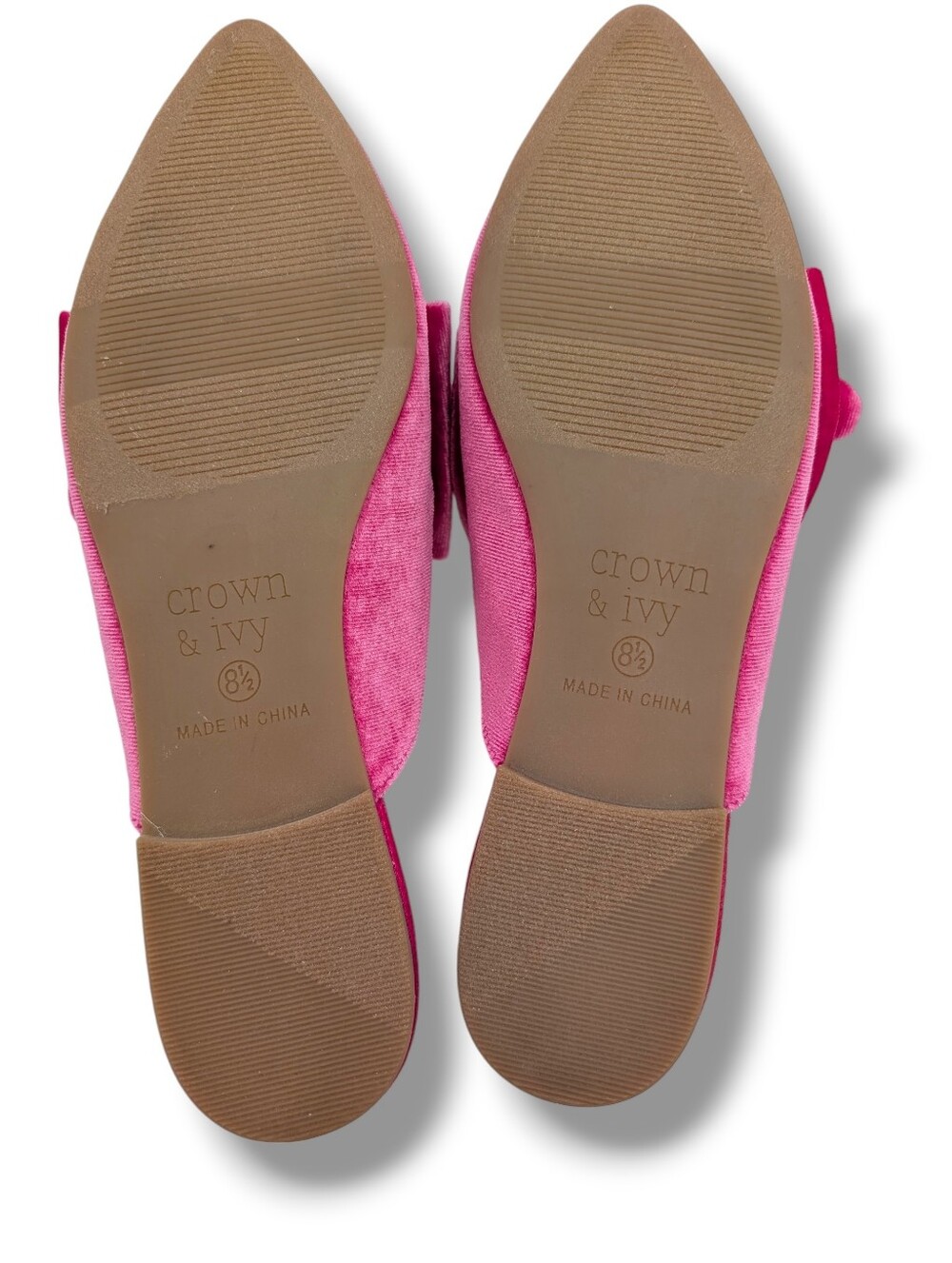 New Crown & Ivy "Elise" Size 8.5M Fuchsia Velvet Gorgeous Bow Slip-On Mule Flats - Picture 10 of 15